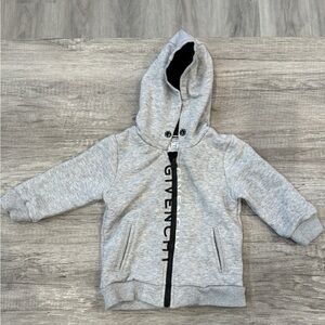 Givenchy Toddler Gray Split Logo Zip Up Top (12M)
